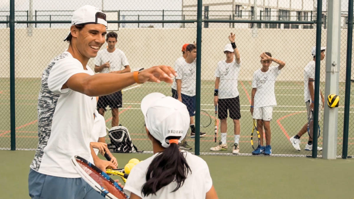 Rafa Nadal inspiring children at the Academy